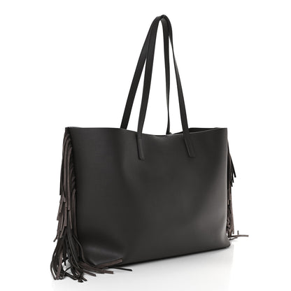 Saint Laurent Calfskin Large Fringe Shopping Tote Dark Grey 4 of 14