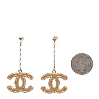Chanel CC Drop Earrings Matte Gold 2 of 5