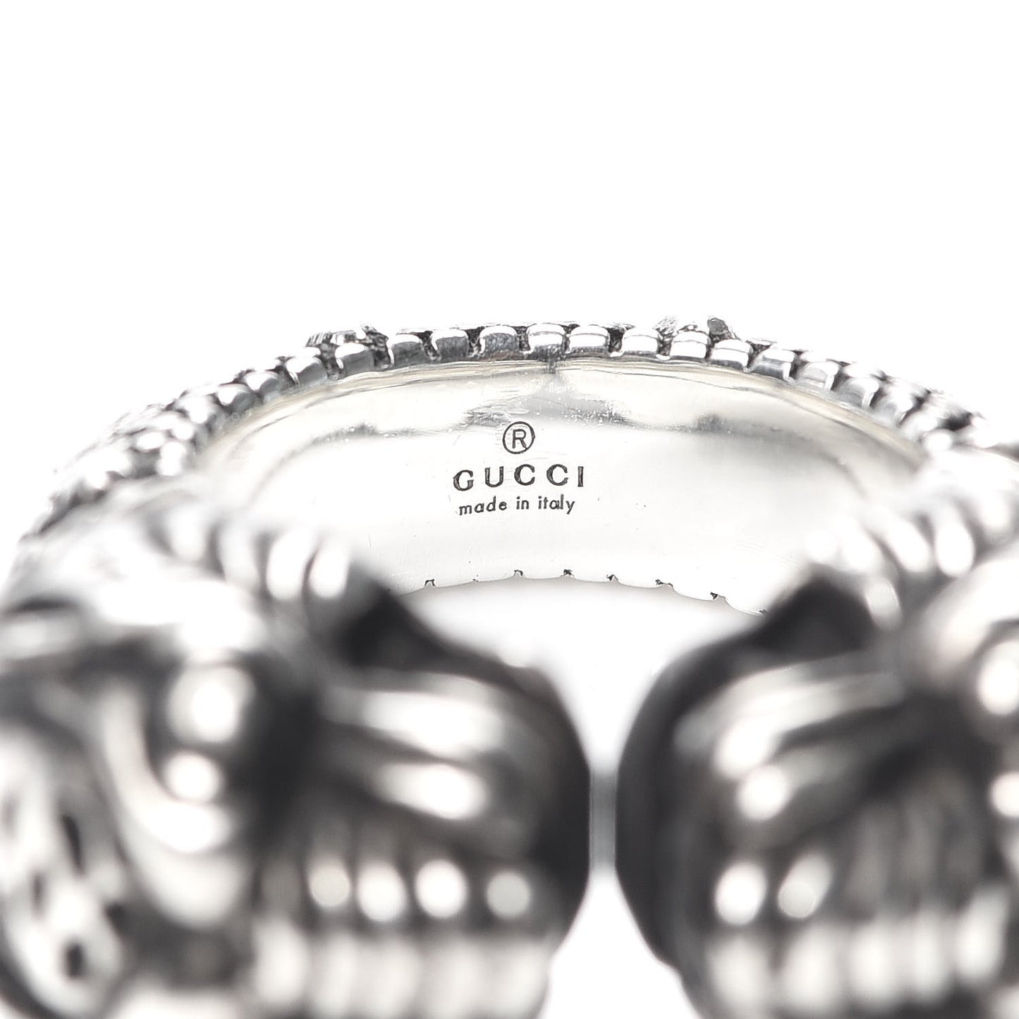 Sterling Silver Double Tiger Head Ring 50 5.5