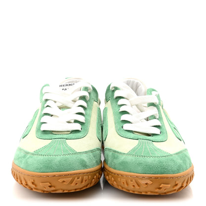 Hermes Suede Goatskin Jet Sneakers 38.5 Vert De Mer Vert Opaline 3 of 9