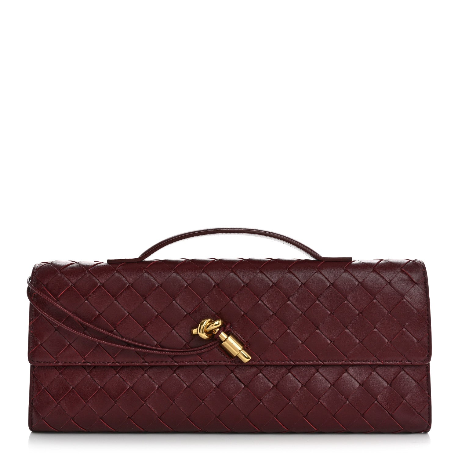 Bottega Veneta Nappa Intrecciato Long Andiamo Top Handle Clutch Barolo 1 of 8