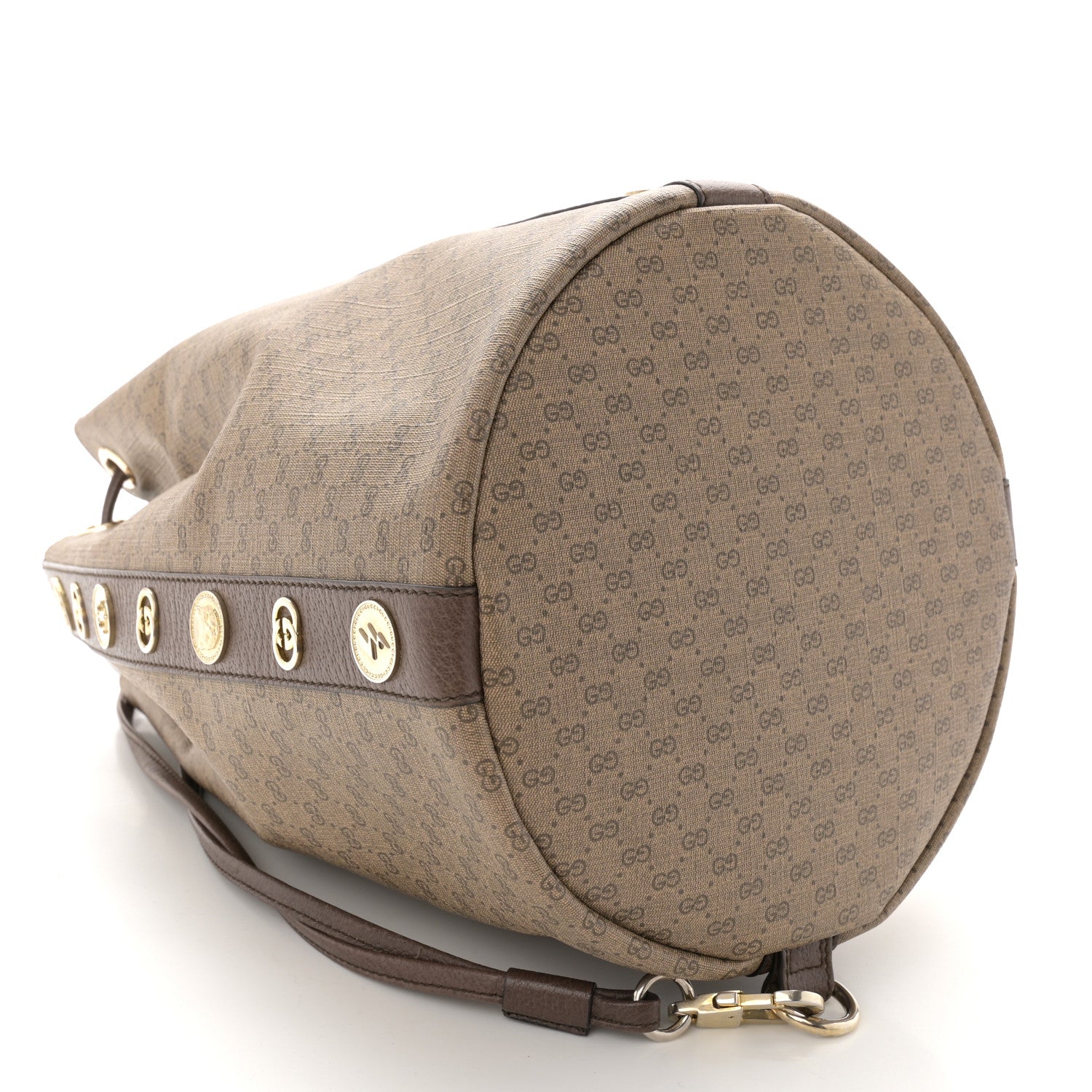 Gucci GG Supreme Monogram Drawstring Bucket Backpack Beige New Acero Crop 4 of 10