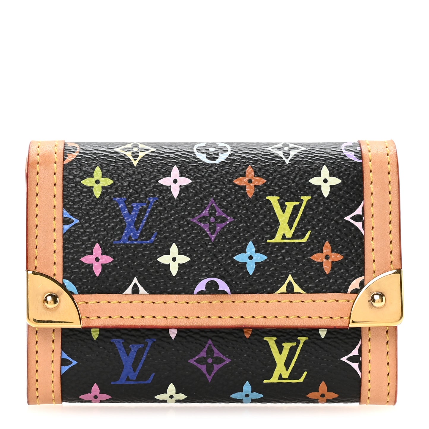 Monogram Multicolor Porte-Monnaie Plat Coin Purse Black