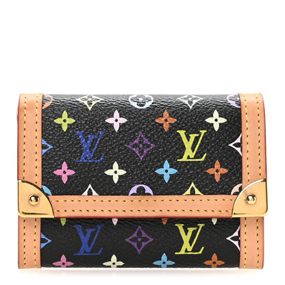 Louis Vuitton Monogram Multicolor Porte-Monnaie Plat Coin Purse Black 1 of 6
