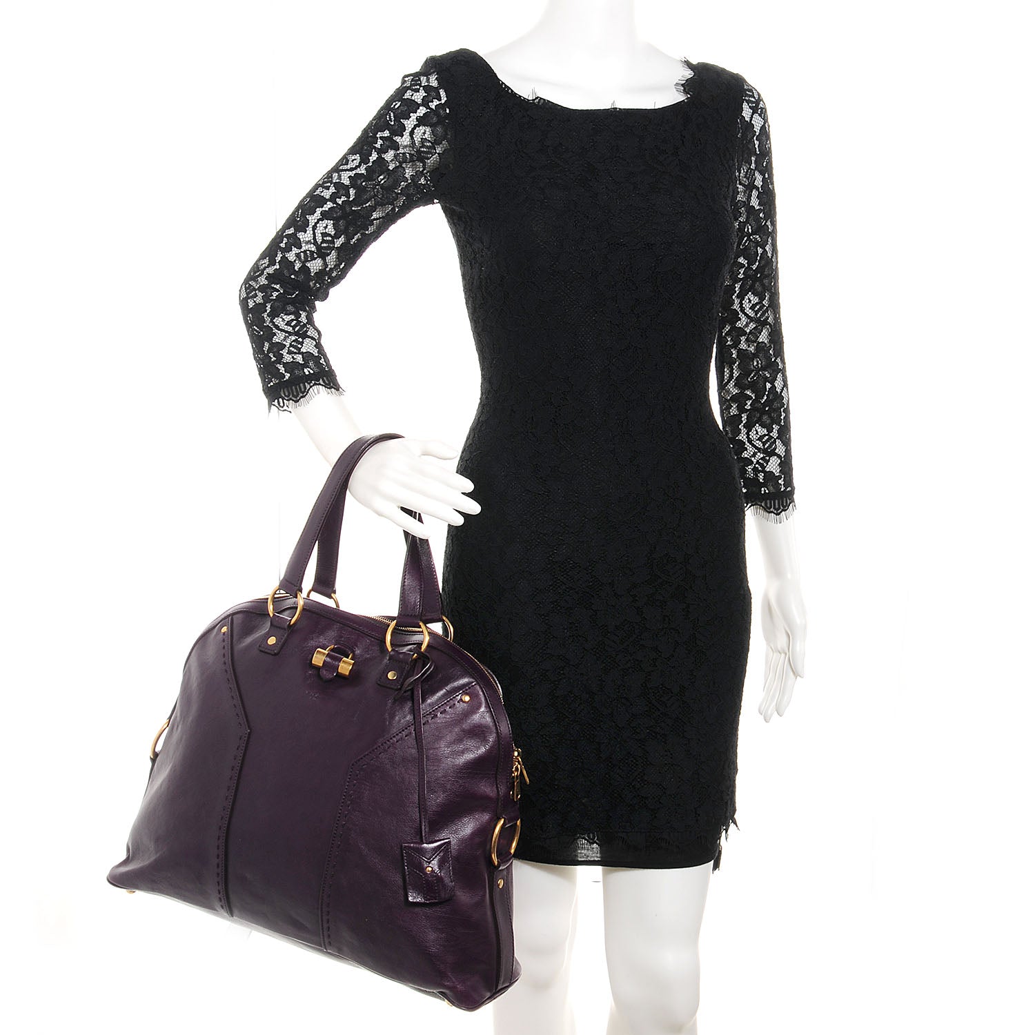 Saint Laurent Leather Oversized Muse Purple 2 of 8