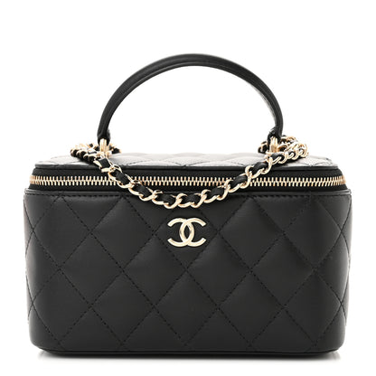 Chanel Lambskin Quilted Small Top Handle Vanity Case With Chain Black 1 of 13