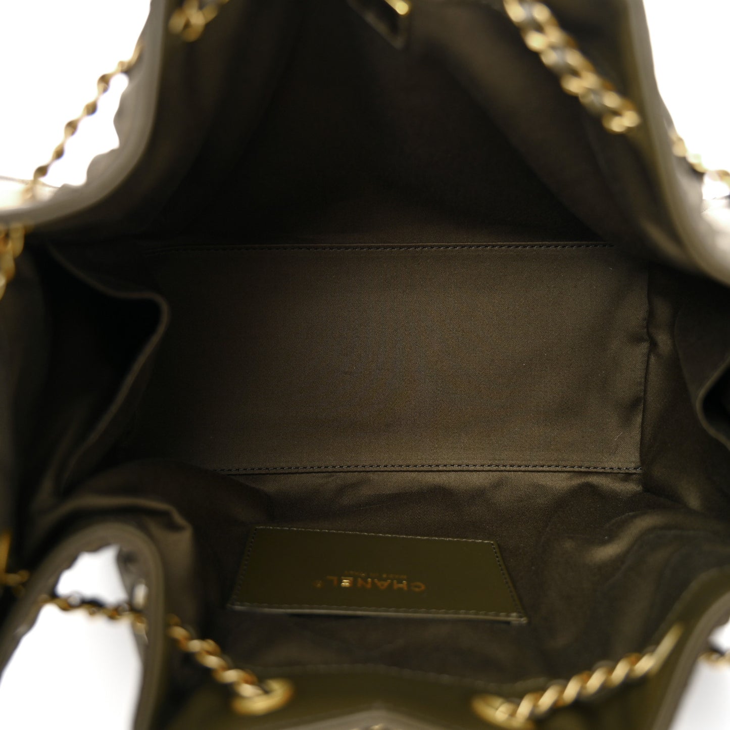 Canvas Quilted Small Chanel 25 Handbag Khaki