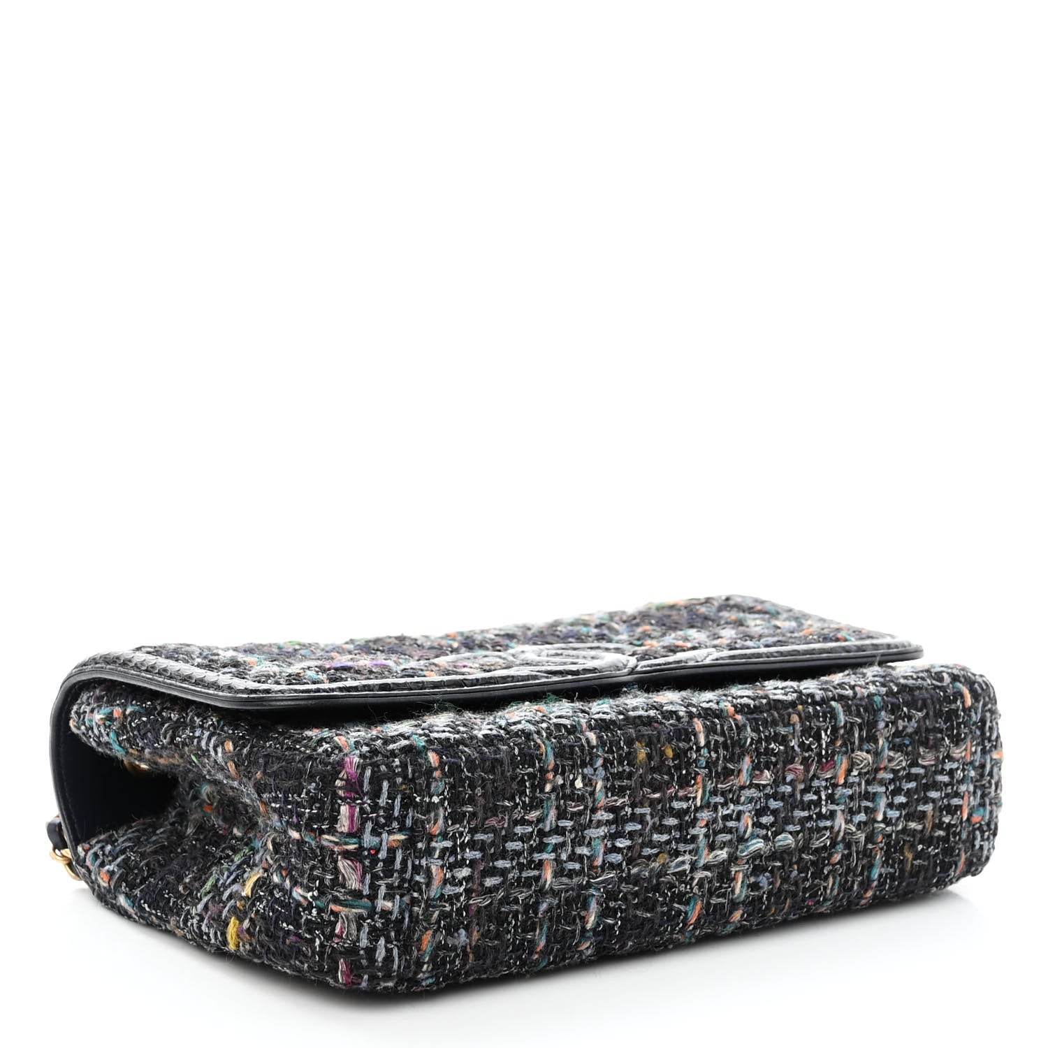 Chanel Tweed Watersnake Quilted Medium CC Filigree Flap Blue 4 of 10