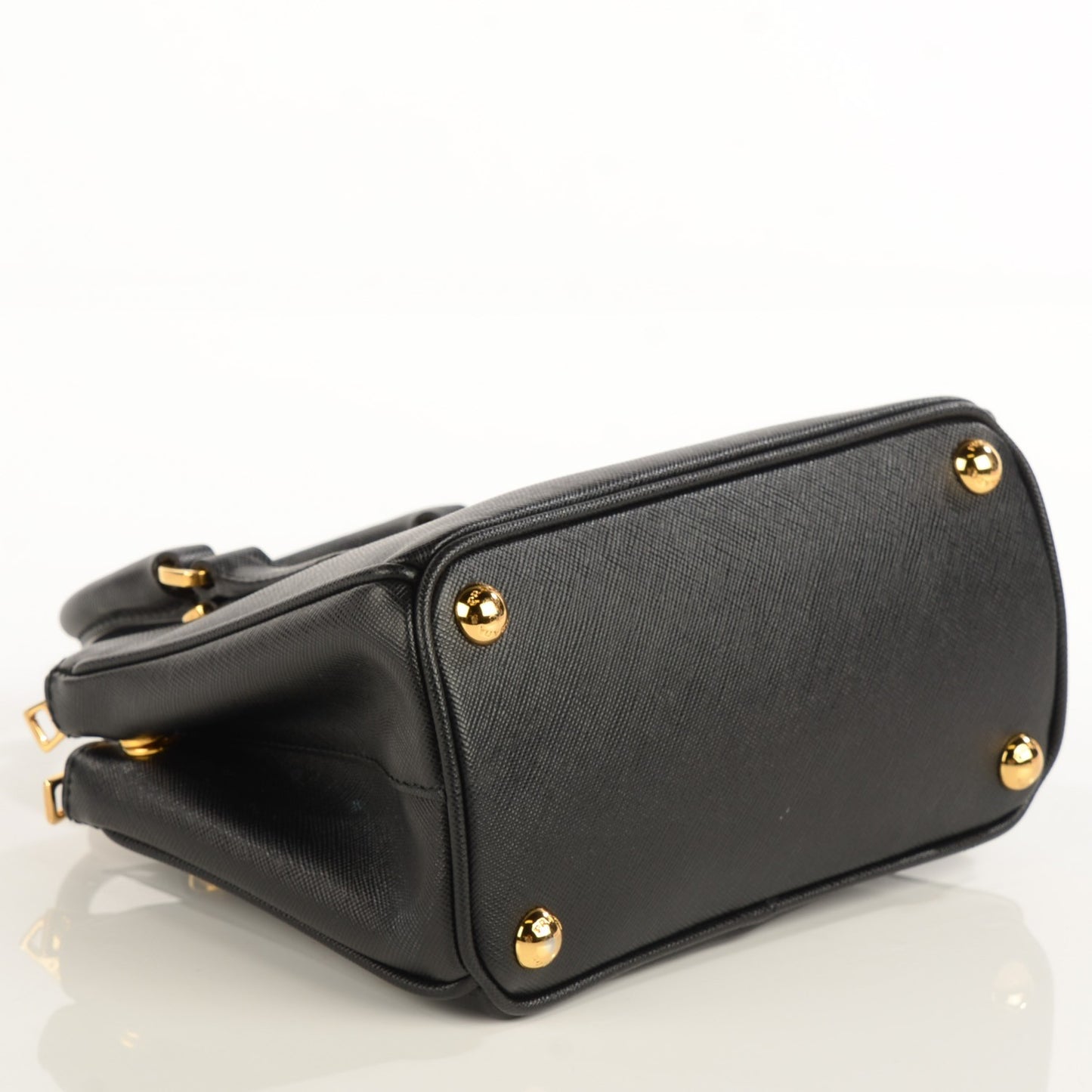 Saffiano Lux Mini Galleria Double Zip Tote Black