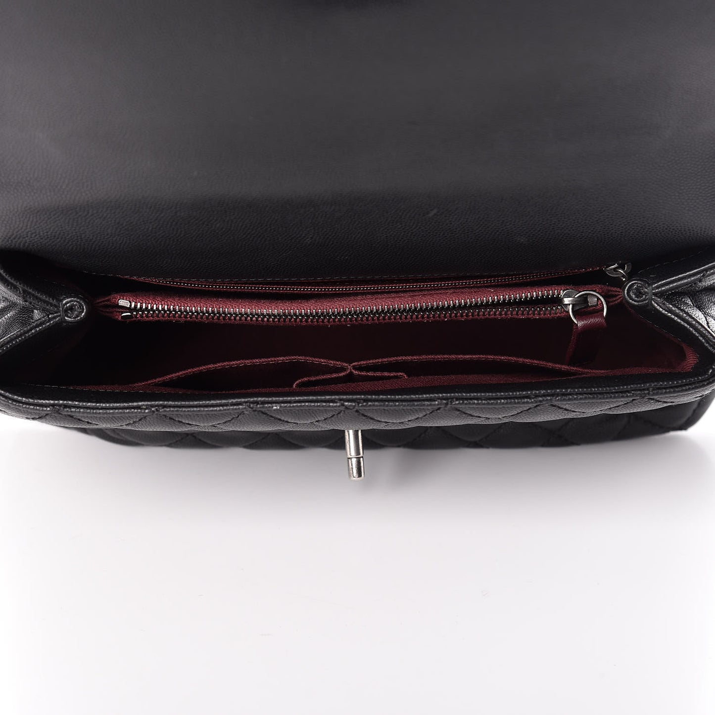 Caviar Quilted Small Coco Handle Flap Black