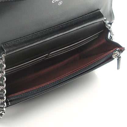 Chanel Lambskin Quilted Wallet On Chain WOC Black 5 of 8