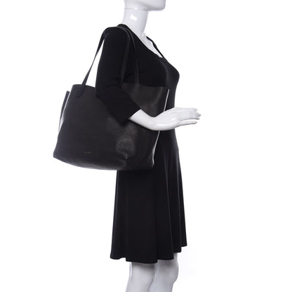 Mansur Gavriel Tumbled Calfskin Large Shopping Tote Black 2 of 9