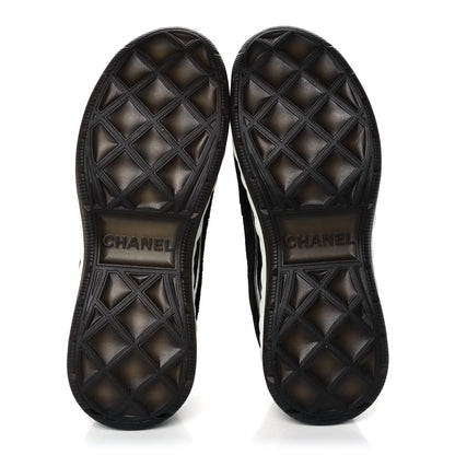 Chanel Fabric Suede CC Sneakers 38 Black Dark Grey 5 of 11