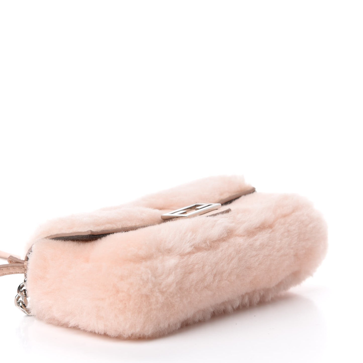 Shearling Shiny Nappa Micro Baguette Light Rose