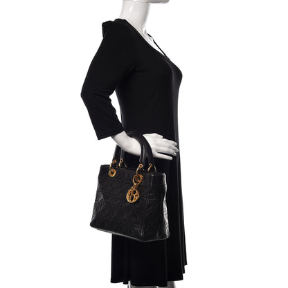 Christian Dior Lambskin Cannage Medium Lady Dior Black 2 of 20