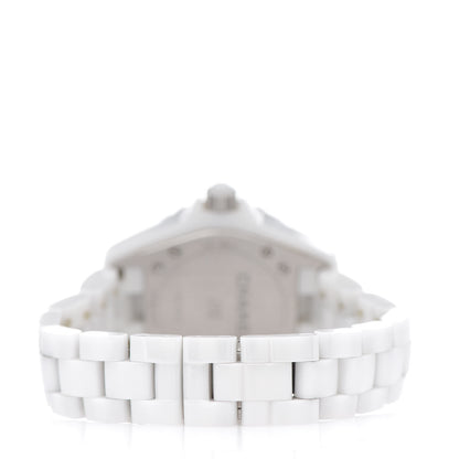 Chanel Stainless Steel Ceramic Diamond 33mm J12 Quartz Watch White 4 of 6