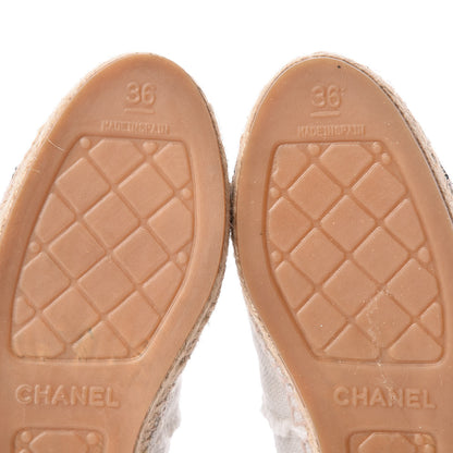 Chanel Linen CC Espadrilles 36 Beige Black 10 of 11