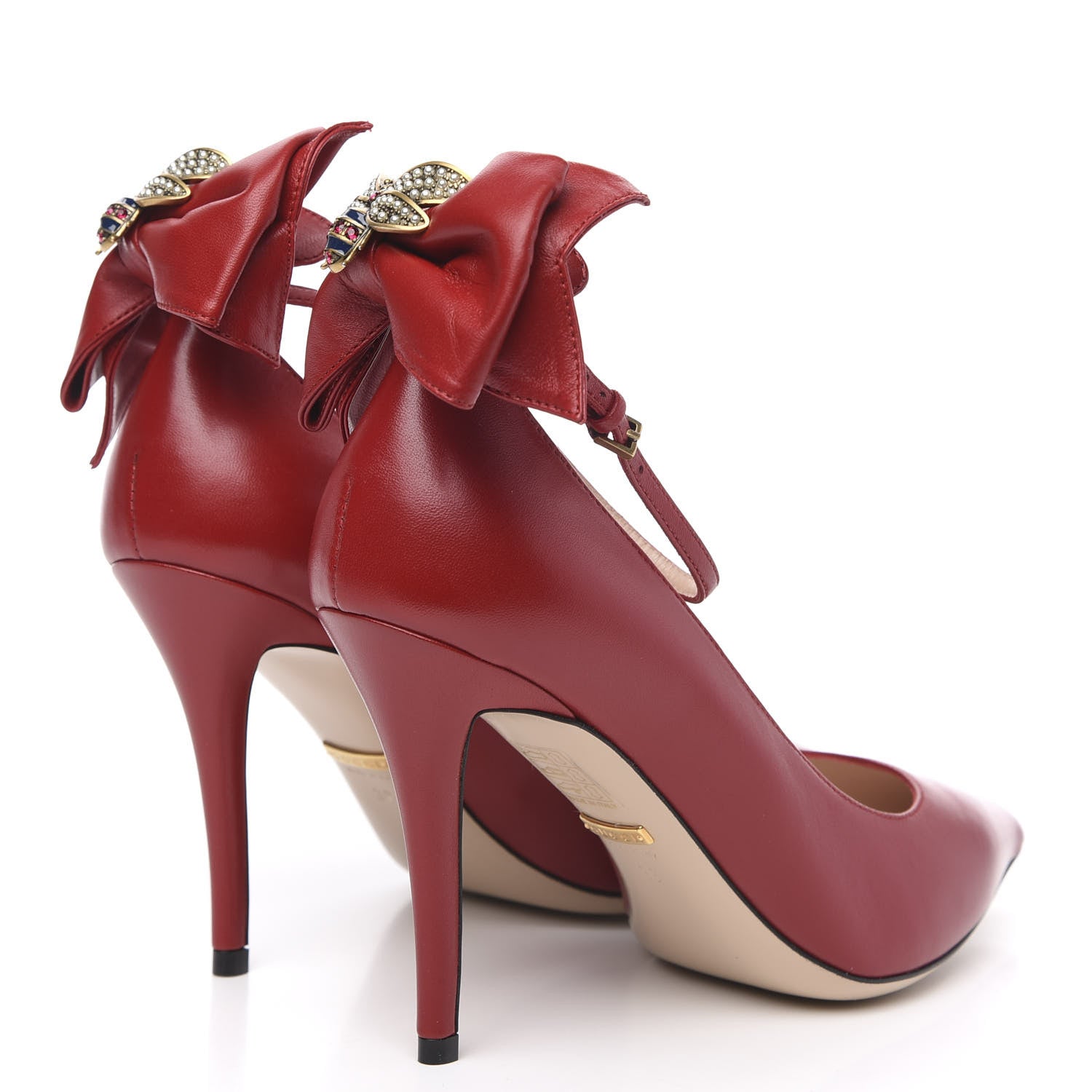 Gucci Nappa Queen Margaret Pumps 38 Hibiscus Red 4 of 8