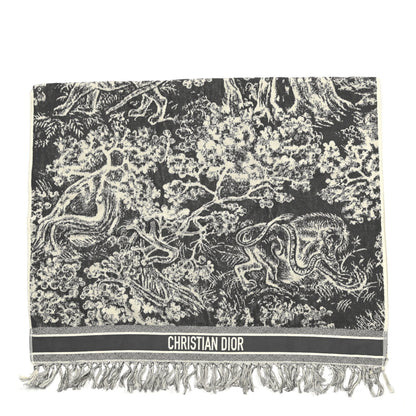 Christian Dior Cotton Toile De Jouy Reverse Towel Grey Ivory 1 of 4