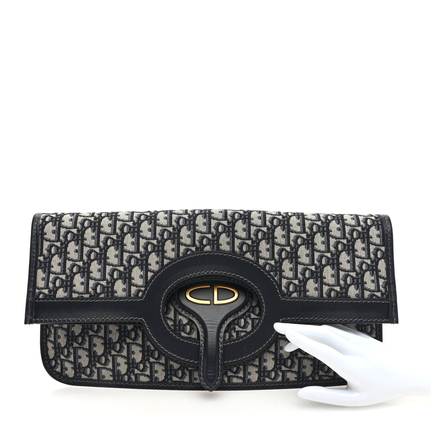 Christian Dior Oblique Fold Over Clutch Blue 2 of 6