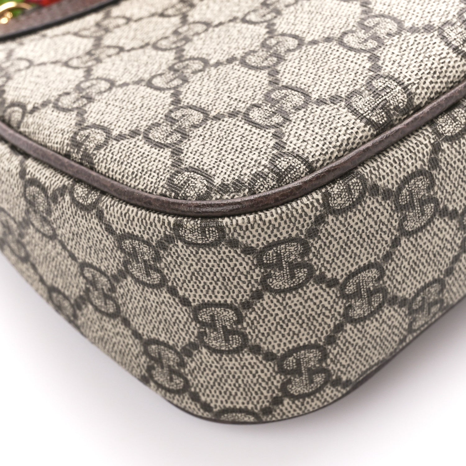 Gucci GG Supreme Monogram Textured Dollar Calfskin Web Small Ophidia GG Handbag Beige Ebony New Acero 10 of 11