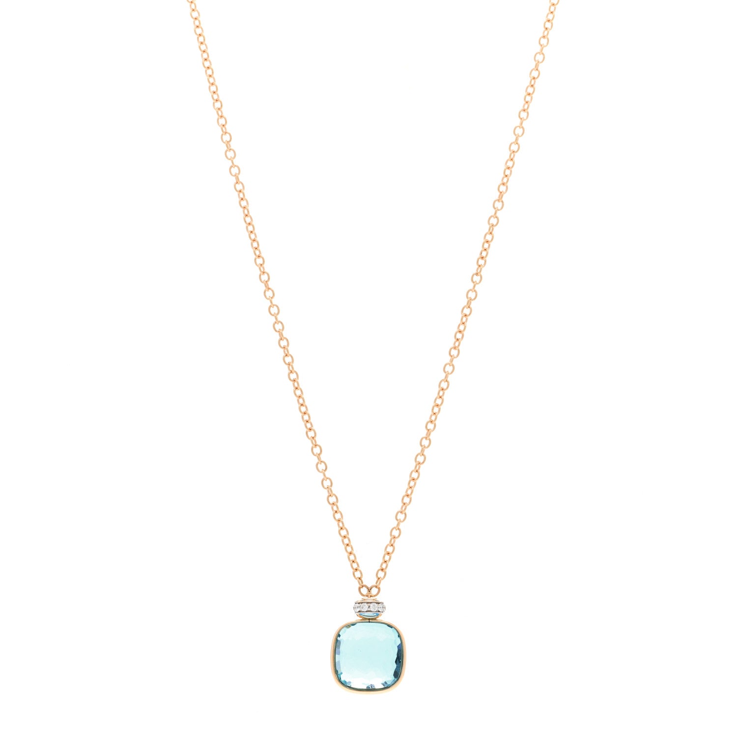 Pomellato 18K Rose Gold Diamond Blue Topaz Nudo Pendant Necklace 1 of 4
