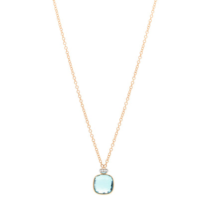 Pomellato 18K Rose Gold Diamond Blue Topaz Nudo Pendant Necklace 1 of 4