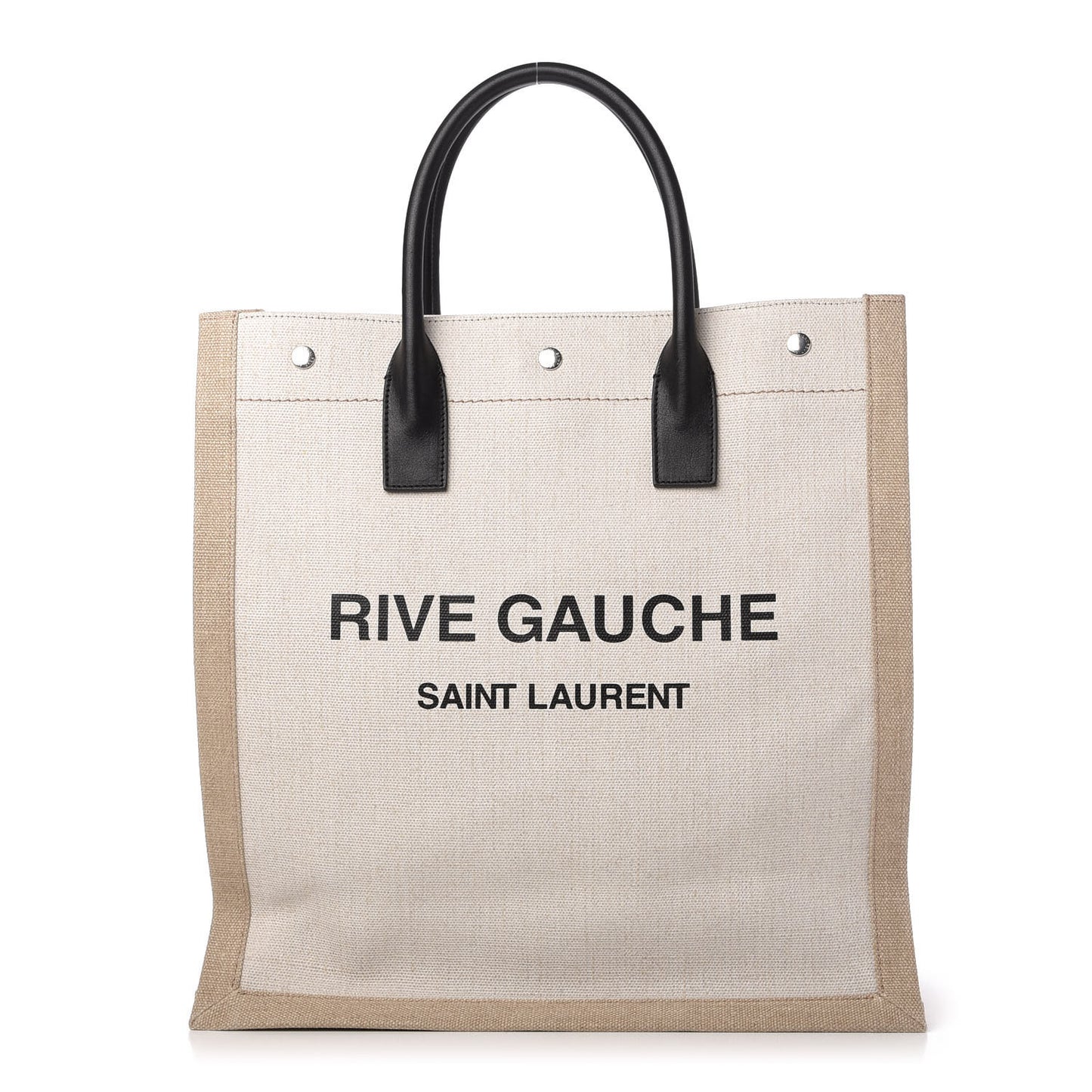 Linen Calfskin Rive Gauche North South Tote Optic White