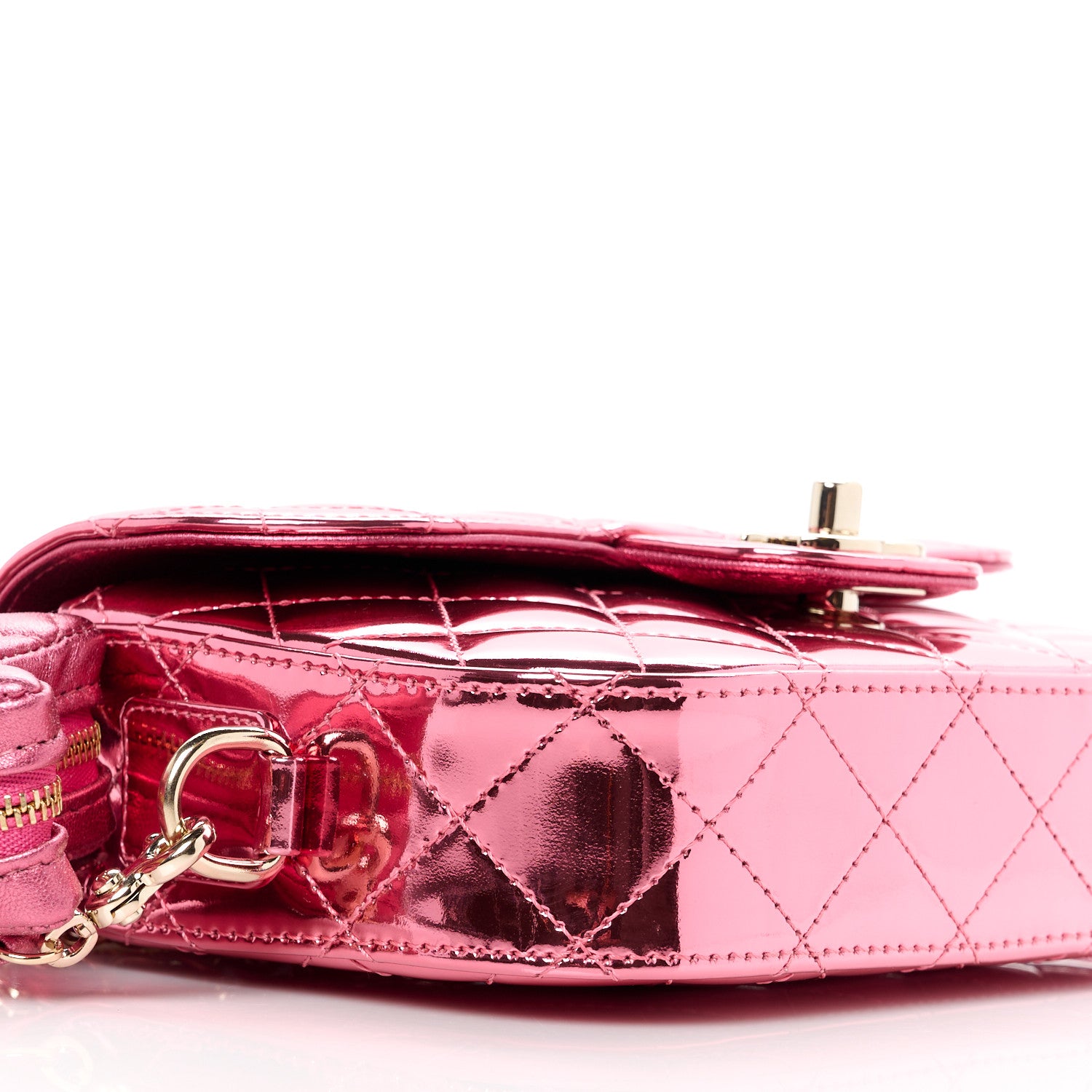 Chanel Mirror Calfskin Metallic Lambskin Quilted Hollywood Boulevard Mini Flap With Star Coin Purse Pink 10 of 13