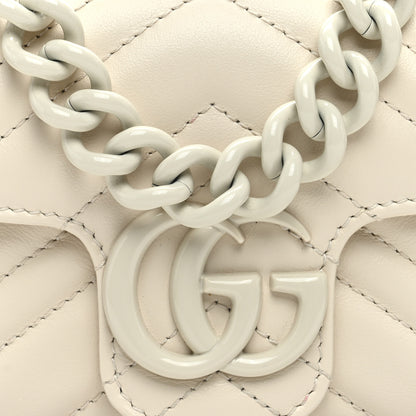 Gucci Calfskin Matelasse Monochrome GG Marmont Chain Belt Bag Mystic White 7 of 10