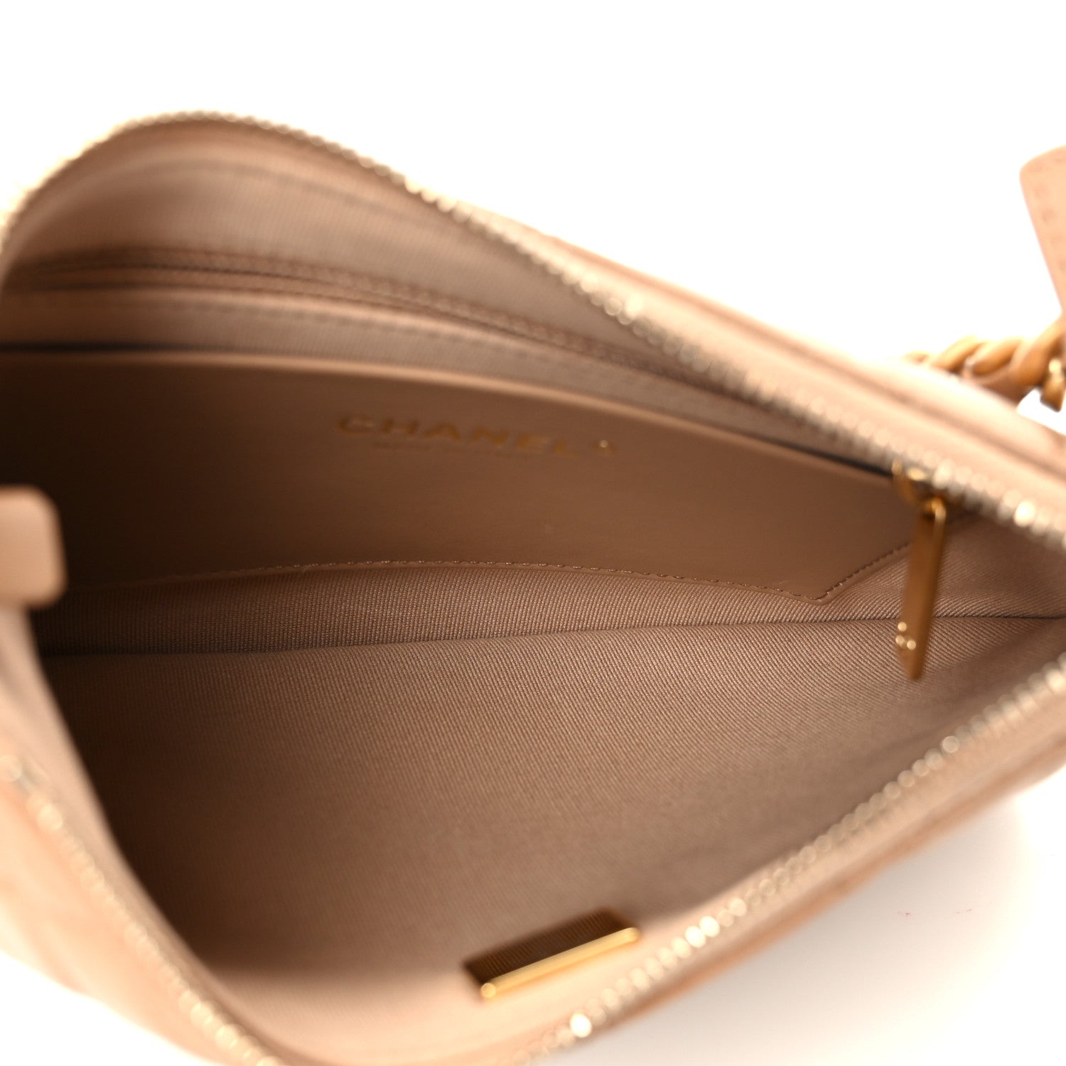 Chanel Shiny Crumpled Lambskin Quilted Trendy Chain Around Hobo Dark Beige 5 of 10