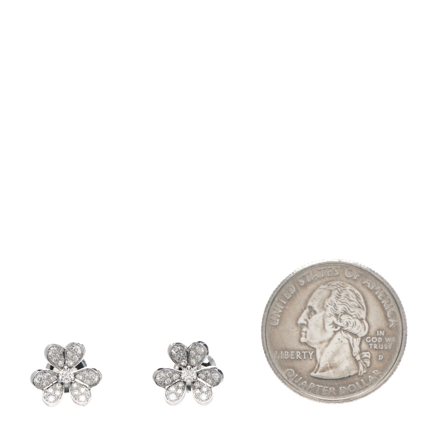 Van Cleef & Arpels 18K White Gold Diamond Mini Frivole Pave Earrings 2 of 6