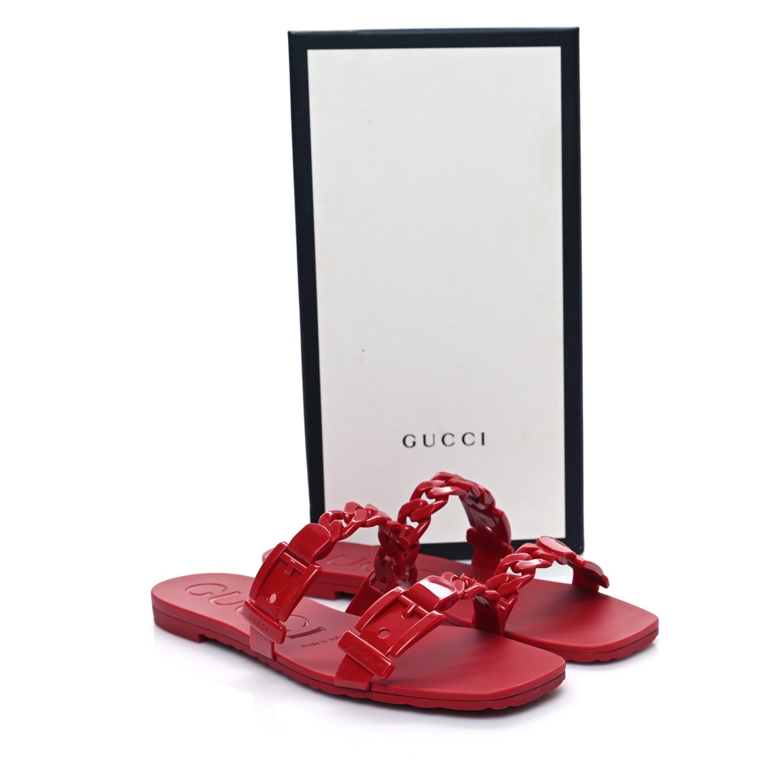 Gucci Rubber Womens Slide Sandals 39 Hibiscus Red 8 of 8