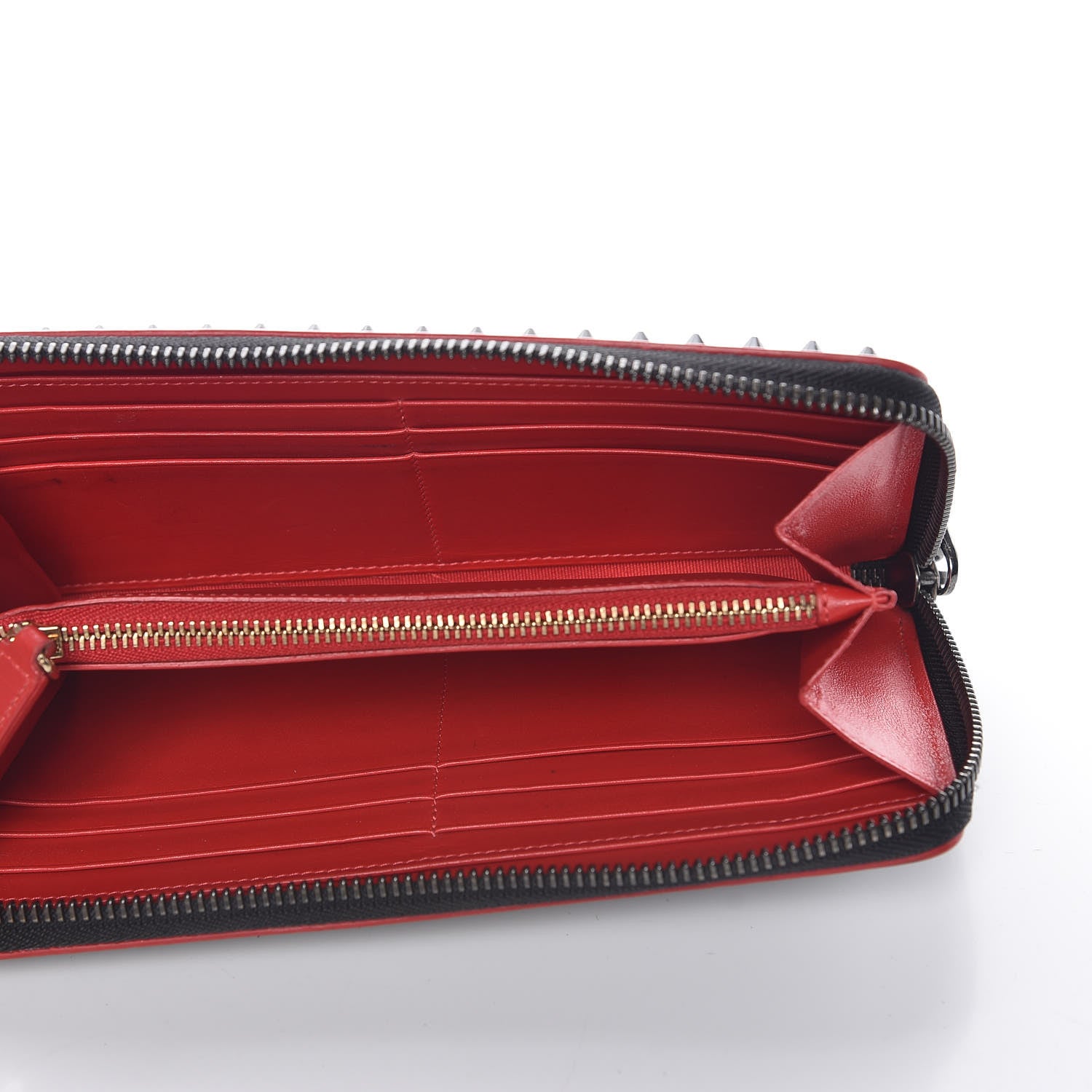 Christian Louboutin Calfskin Panettone Spiked Zip Around Wallet Black 5 of 7