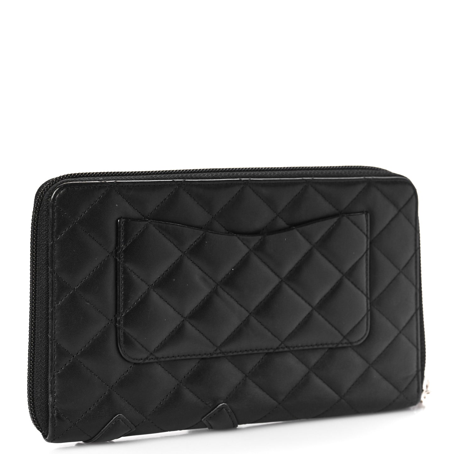 Calfskin Cambon Zip Around Organizer Wallet Black