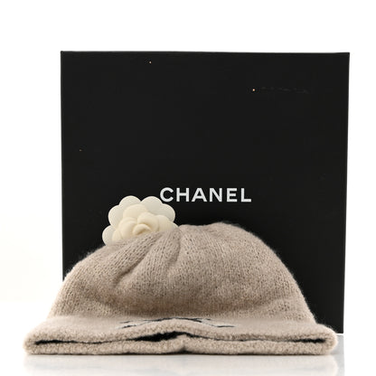 Chanel Wool Cashmere CC Beanie Hat Beige Black White 7 of 7