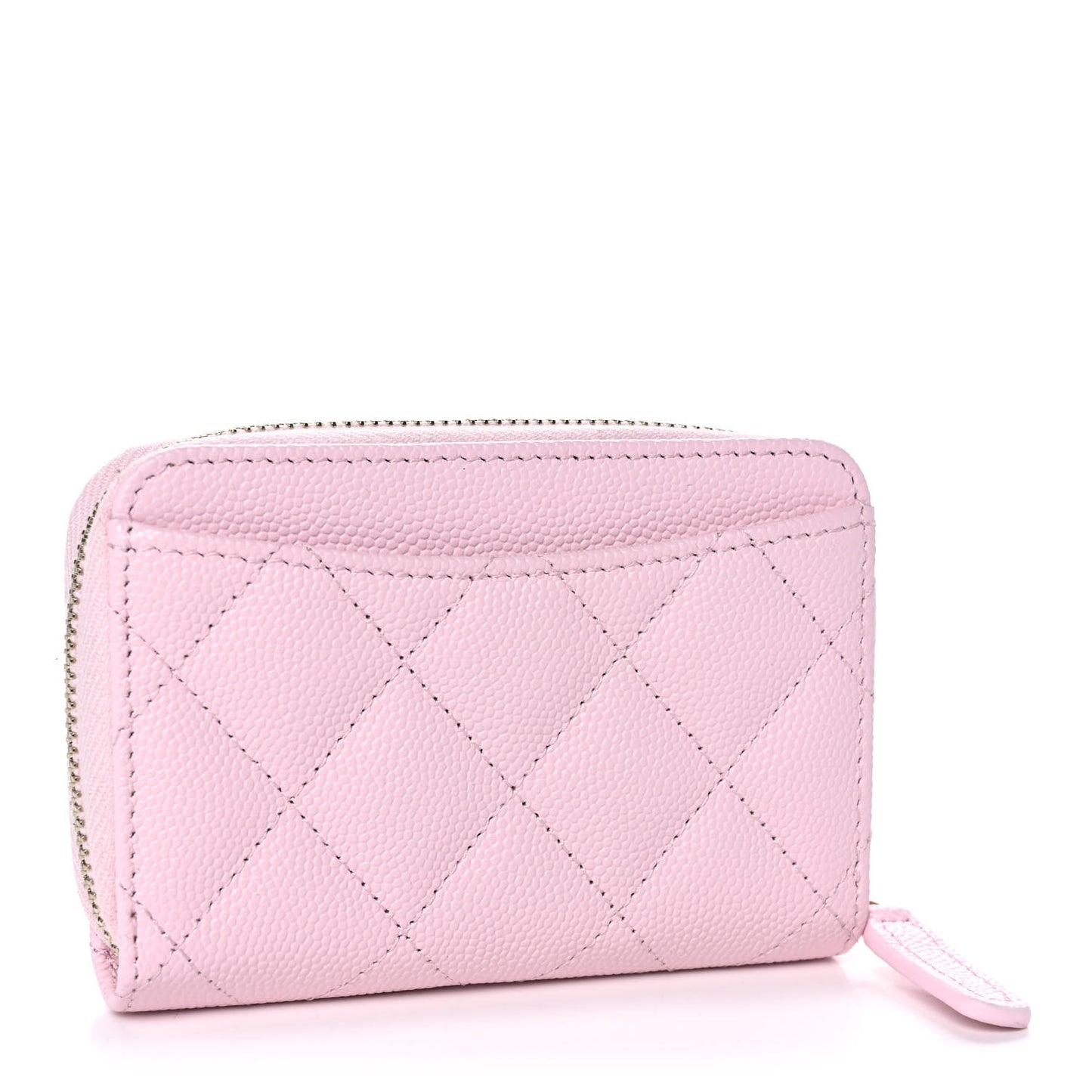 Caviar Quilted Zip Coin Purse Light Pink