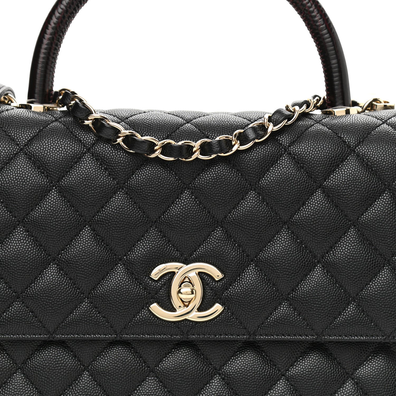 Chanel Caviar Lizard Embossed Quilted Small Coco Handle Flap Black 8 of 11