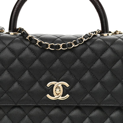 Chanel Caviar Lizard Embossed Quilted Small Coco Handle Flap Black 8 of 11