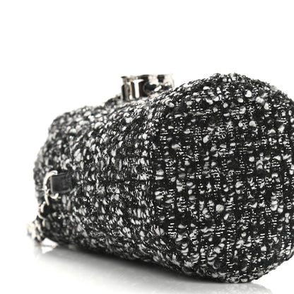 Chanel Tweed Mini Bucket Drawstring Bag Black Silver 10 of 11