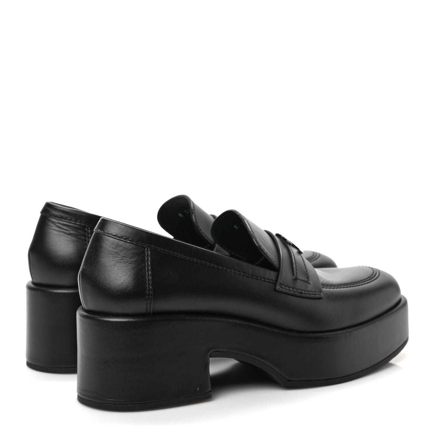 Calfskin CC Platform Loafers 38 Black