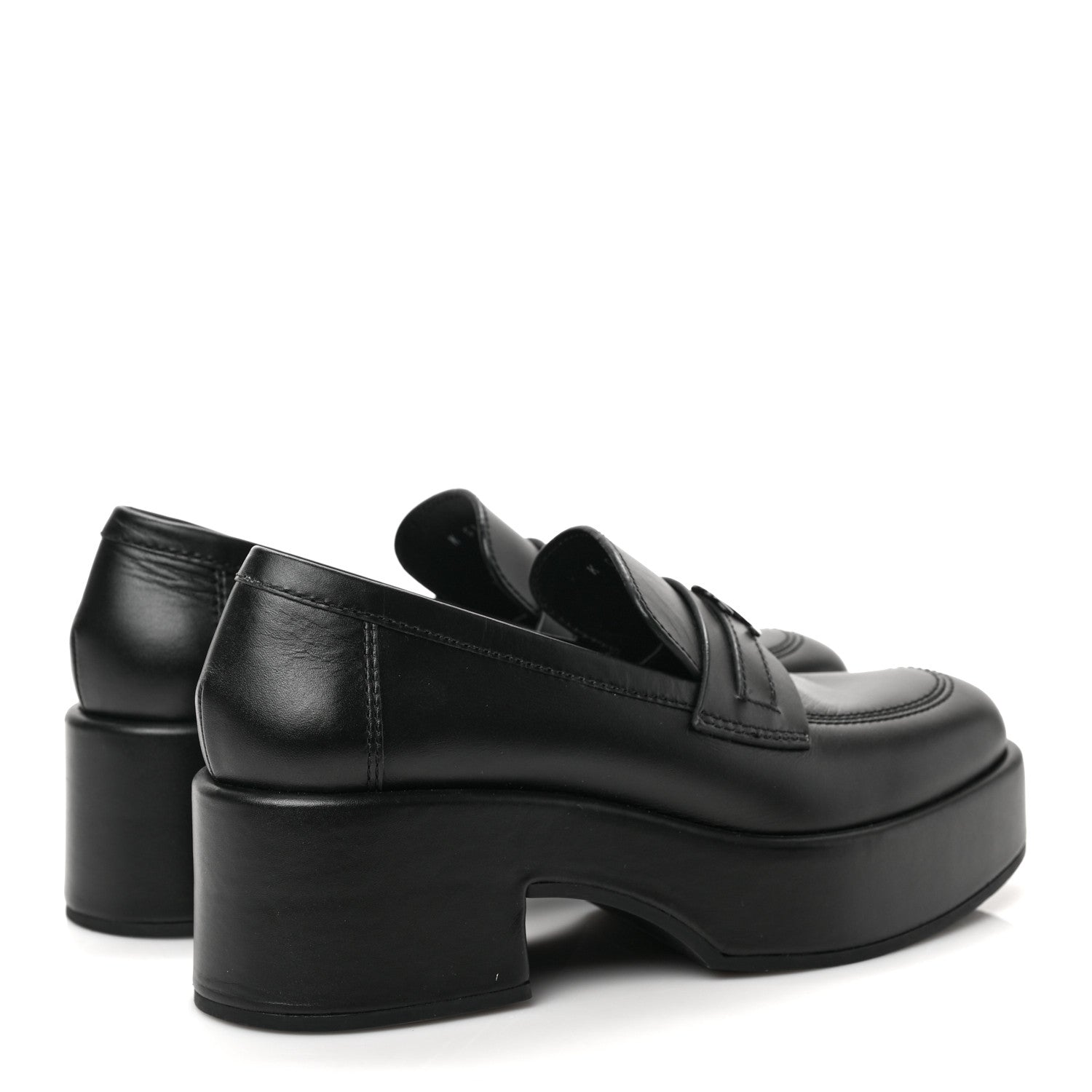 Chanel Calfskin CC Platform Loafers 38 Black 3 of 8