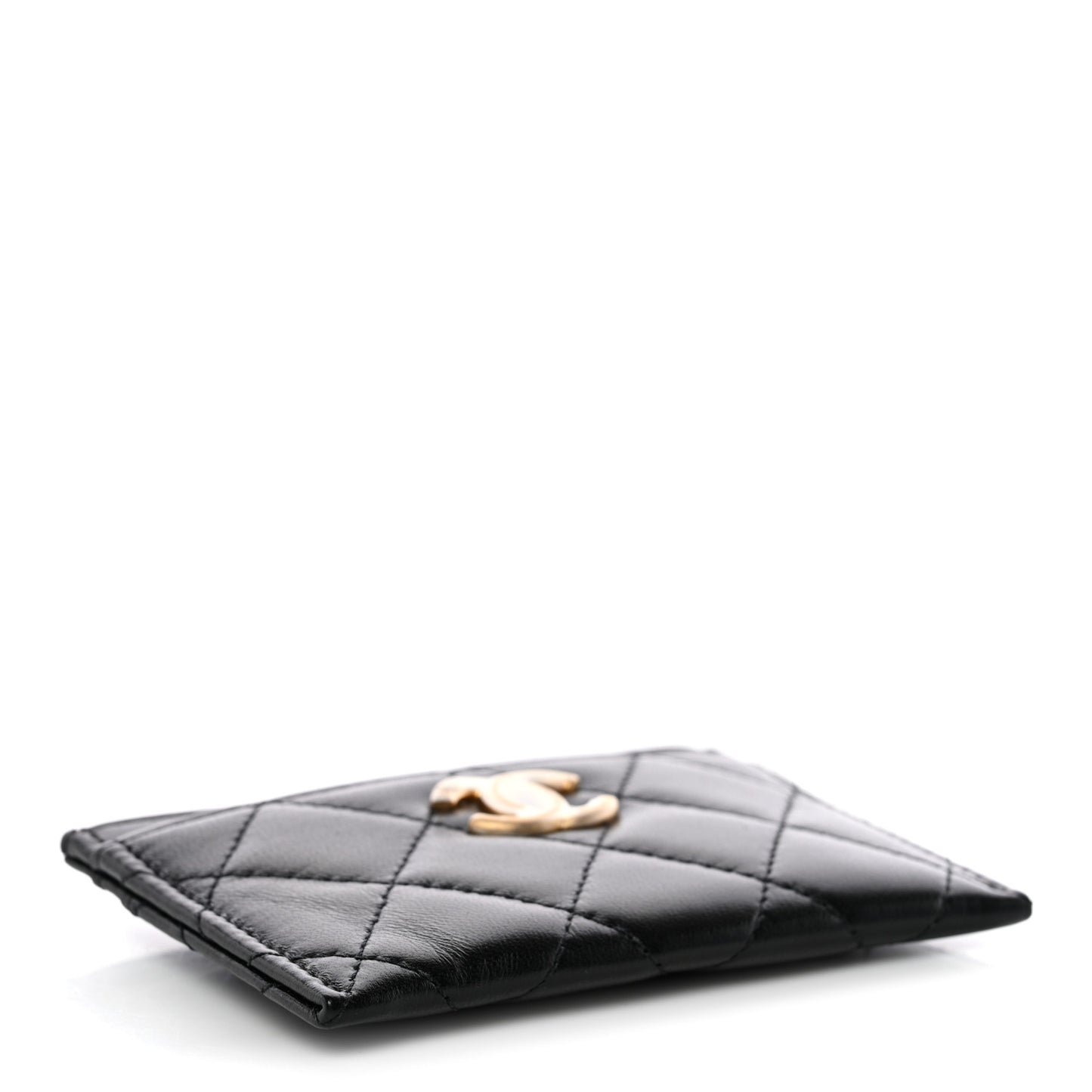 Caviar Quilted Textured CC Card Holder Black