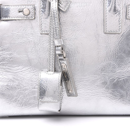 Saint Laurent Metallic Crinkled Calfskin Nano Supple Sac De Jour Silver 8 of 8