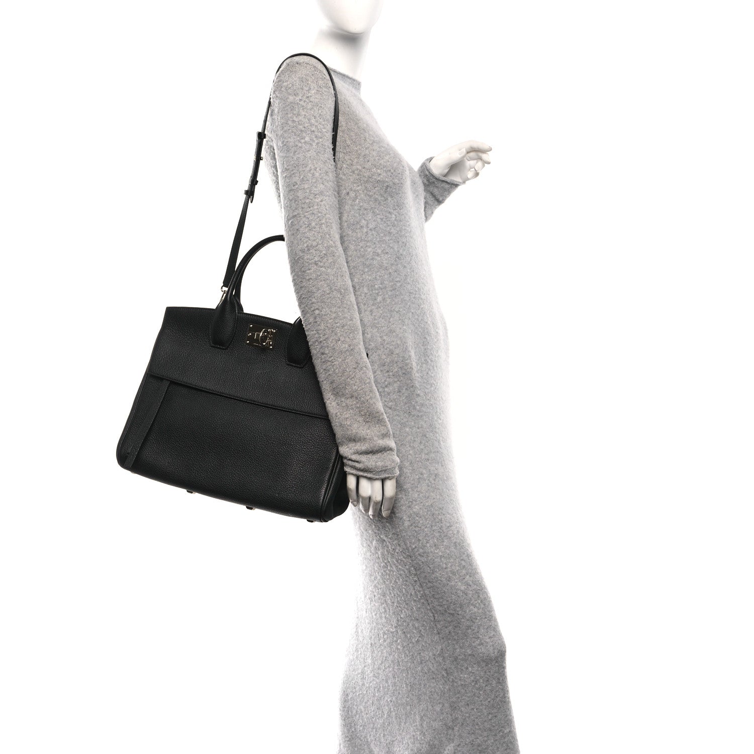 Salvatore Ferragamo Calfskin Large Studio Bag Black 2 of 11