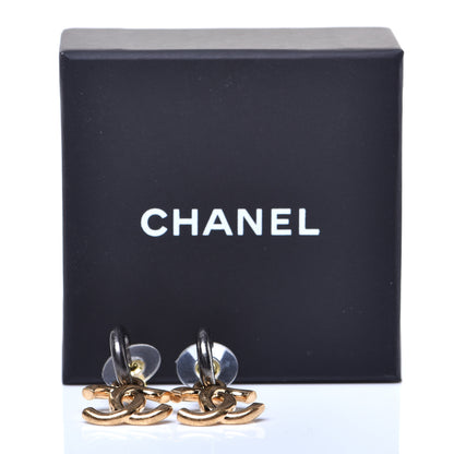 Chanel Metal Drop CC Earrings Ruthenium Gold 5 of 5