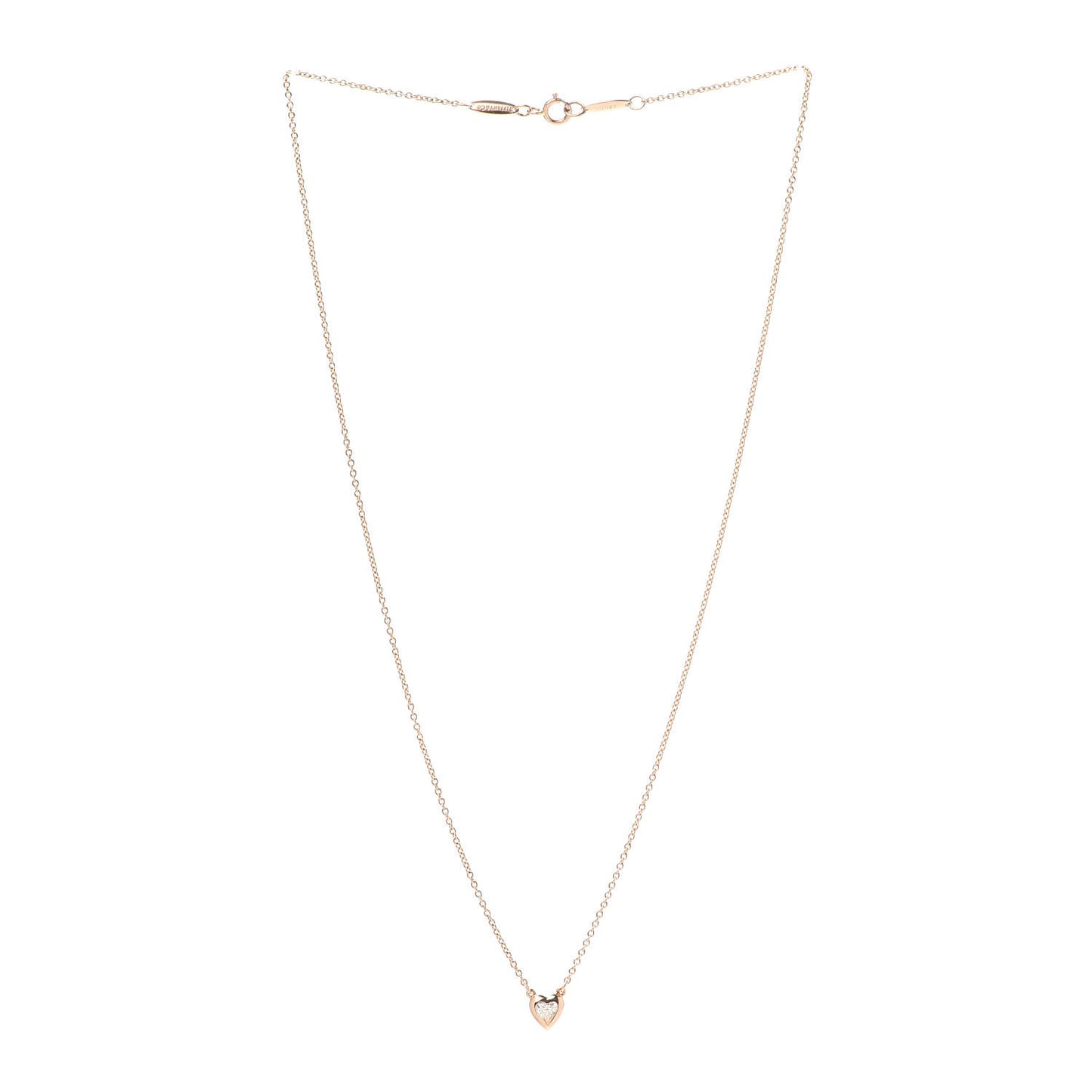 18K Rose Gold Diamond .17ct Elsa Peretti Diamonds by the Yard Heart Pendant Necklace