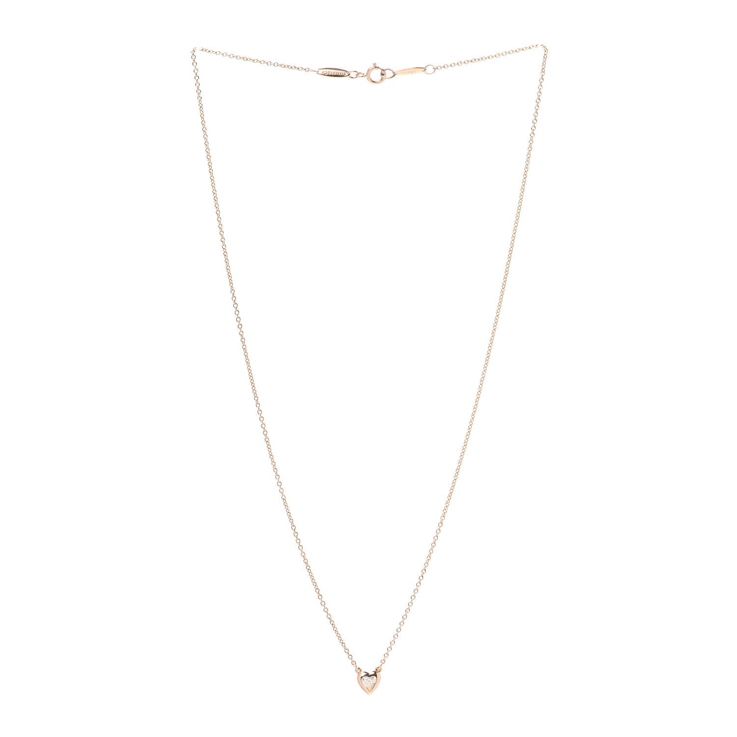 Tiffany 18K Rose Gold Diamond .17ct Elsa Peretti Diamonds by the Yard Heart Pendant Necklace 3 of 5