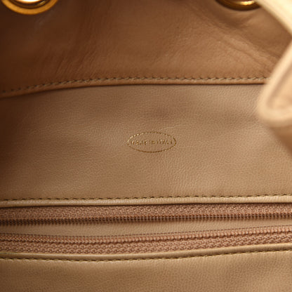 Chanel Lambskin Quilted Drawstring Backpack Beige 6 of 20
