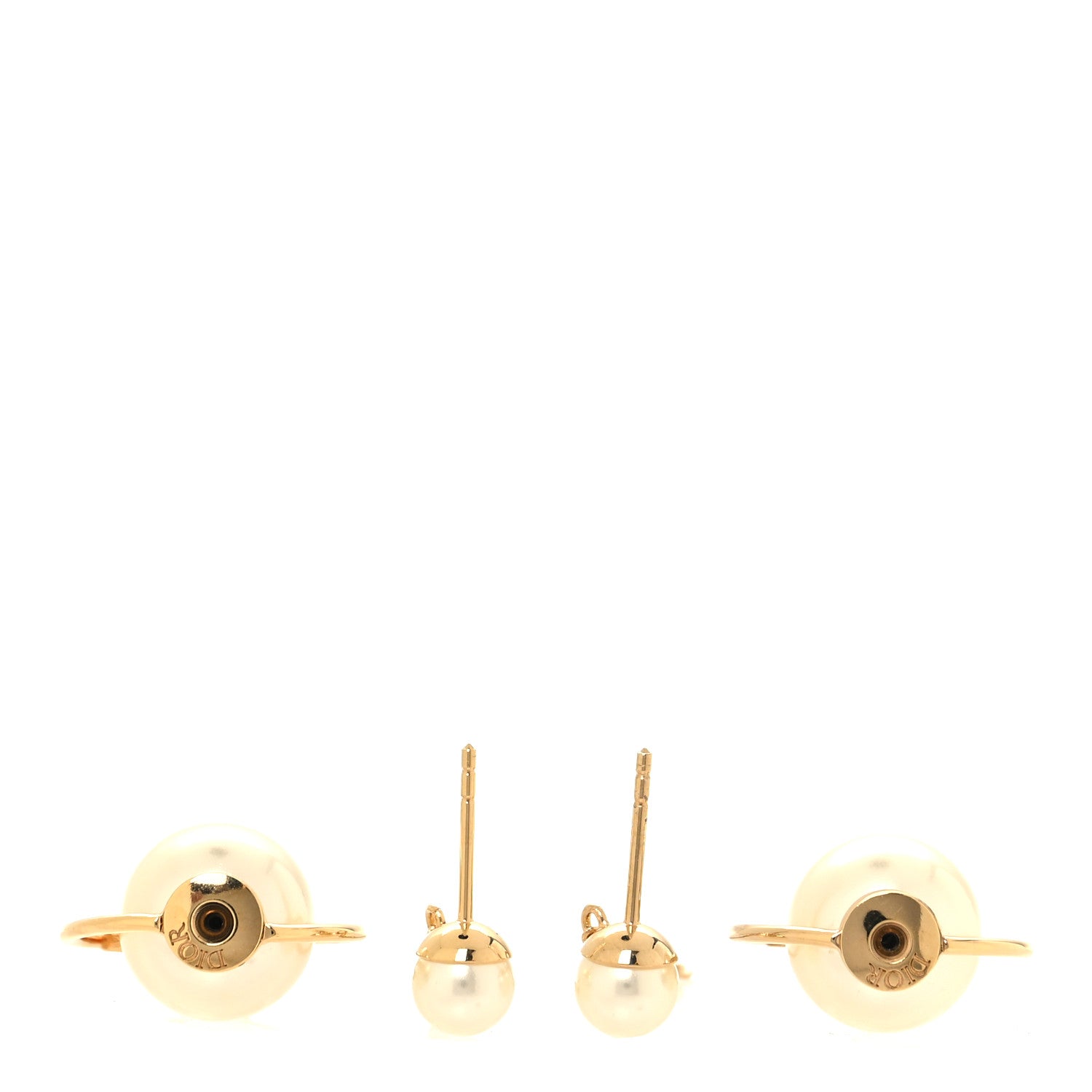 Christian Dior Pearl Tribales Dangle Chain Earrings Gold 3 of 4